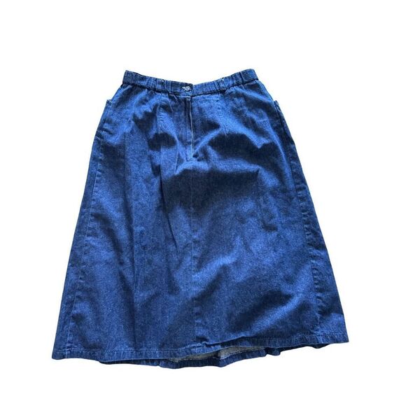 Roberto Orsini Vintage 90s blue jean denim midi skirt widows peak 100% cotton si - Picture 2 of 4